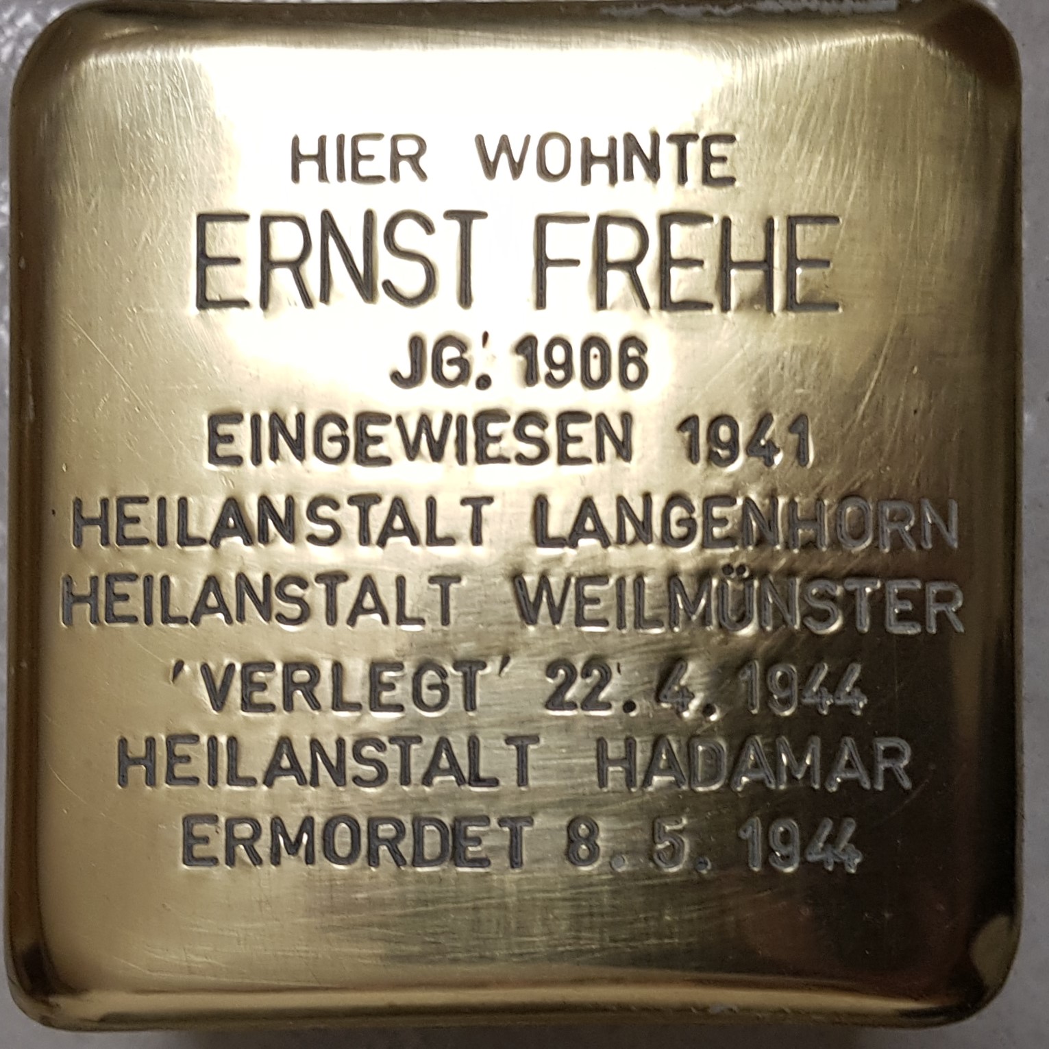 Stolperstein fr Ernst Frehe