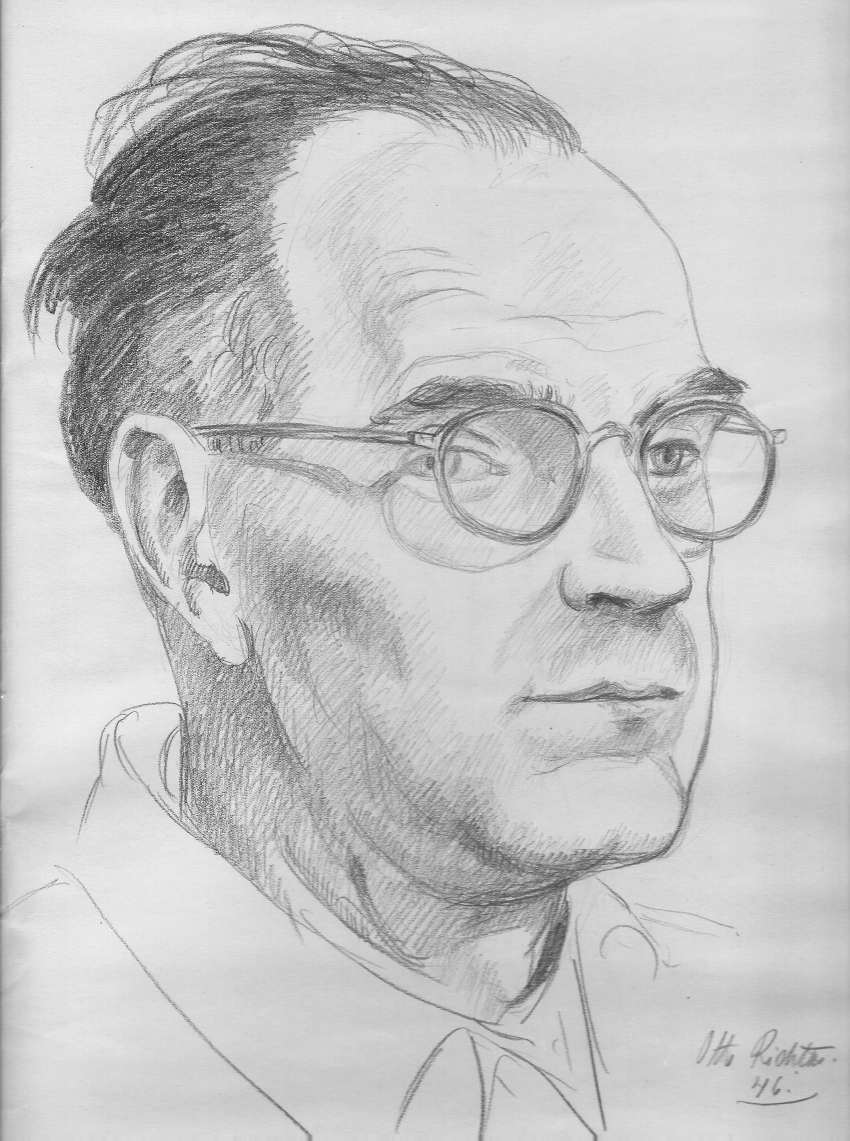 Walter Wendt, Bleistiftportrait von Otto Richter, 1946 Walter Wendt, Bleistiftportrait von Otto Richter, 1946